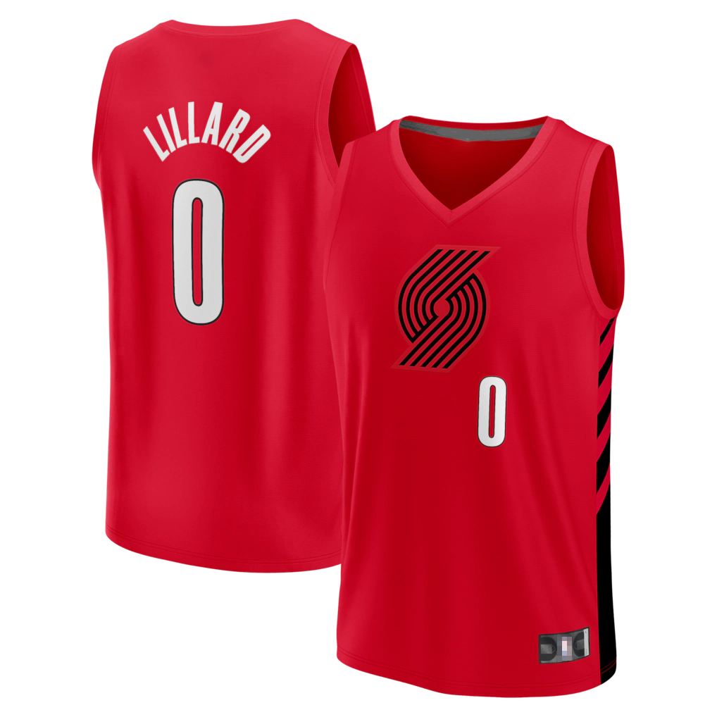 Fenge PT.Blazers #0 Damian Lillard Fanatics Red Fast Break Replica Jerseys - Statement Edition