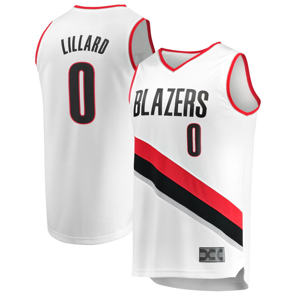 Fenge PT.Blazers #0 Damian Lillard Fanatics White Fast Break Replica Jerseys - Association Edition