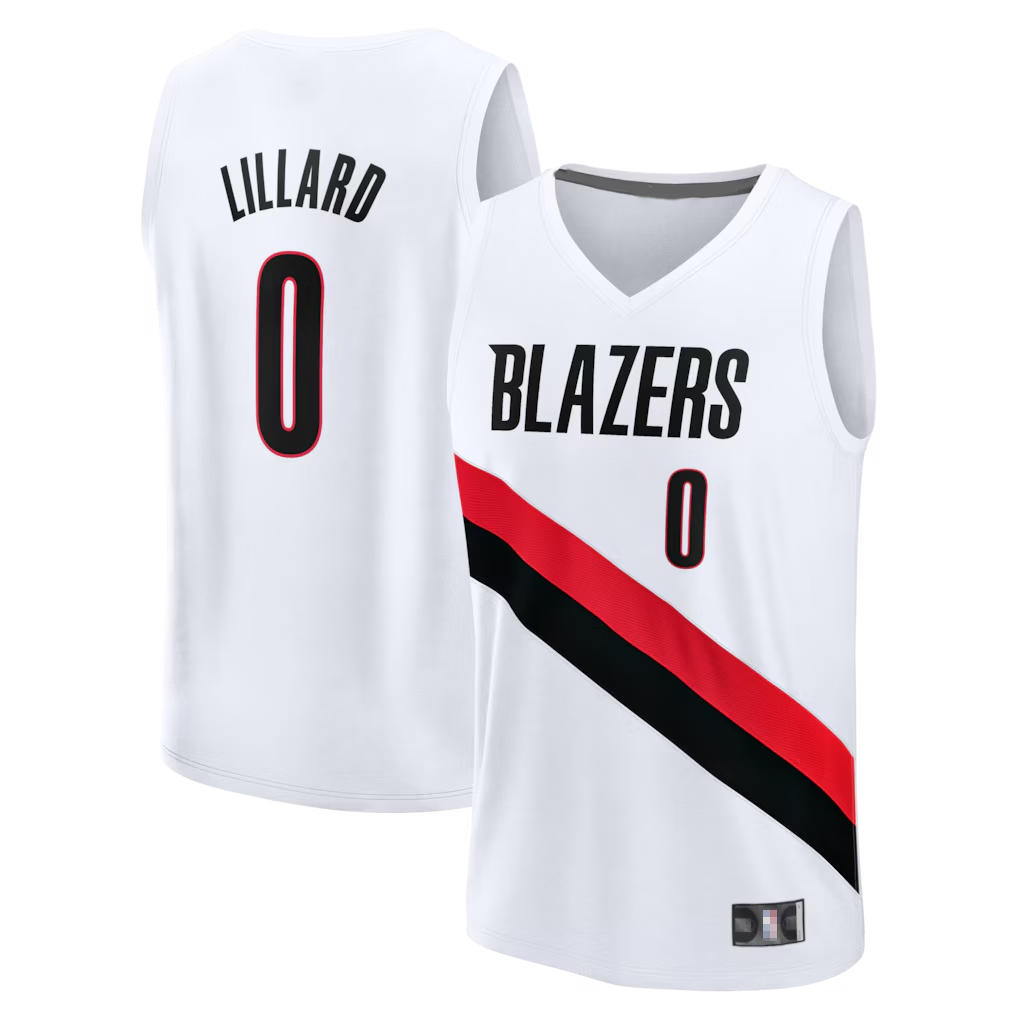 Fenge PT.Blazers #0 Damian Lillard Fanatics White Fast Break Replica Player Jerseys - Association Edition
