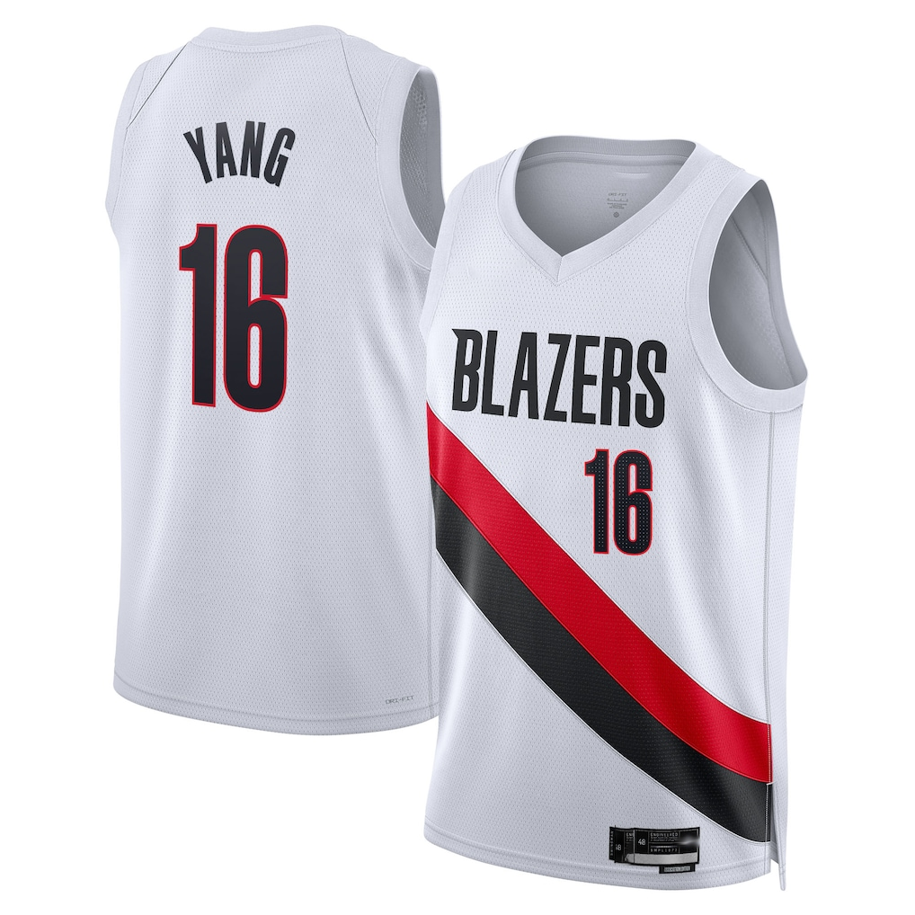 Fenge PT.Blazers #16 Yang Hansen White Swingman Jerseys - Association Edition