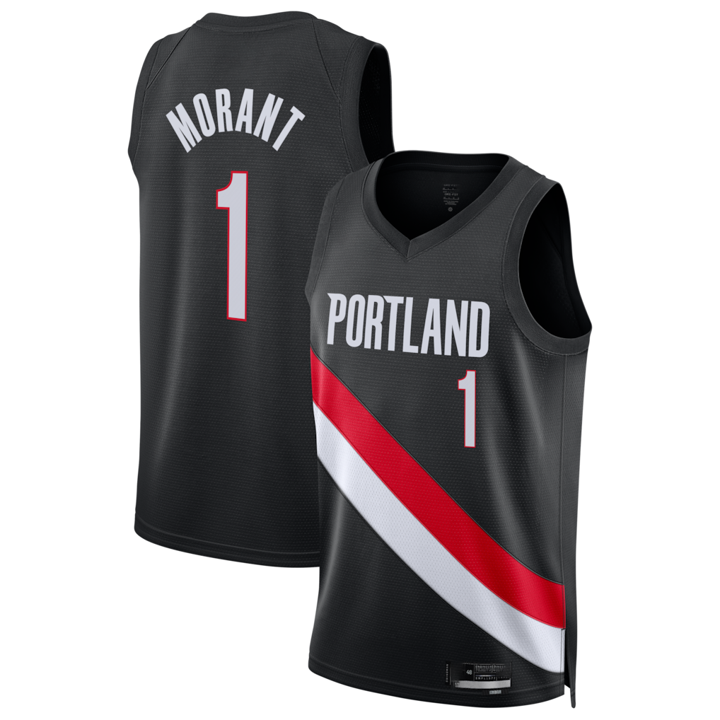 Fenge PT.Blazers #1 Ja Morant Black Swingman Jerseys - Icon Edition