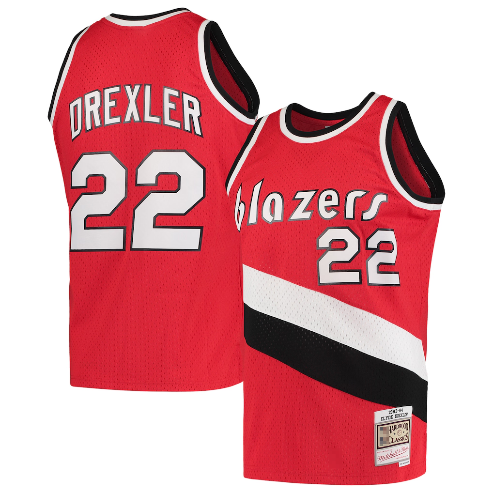 Fenge PT.Blazers #22 Clyde Drexler Mitchell & Ness Red 1983-1984 Hardwood Classics Swingman Jerseys