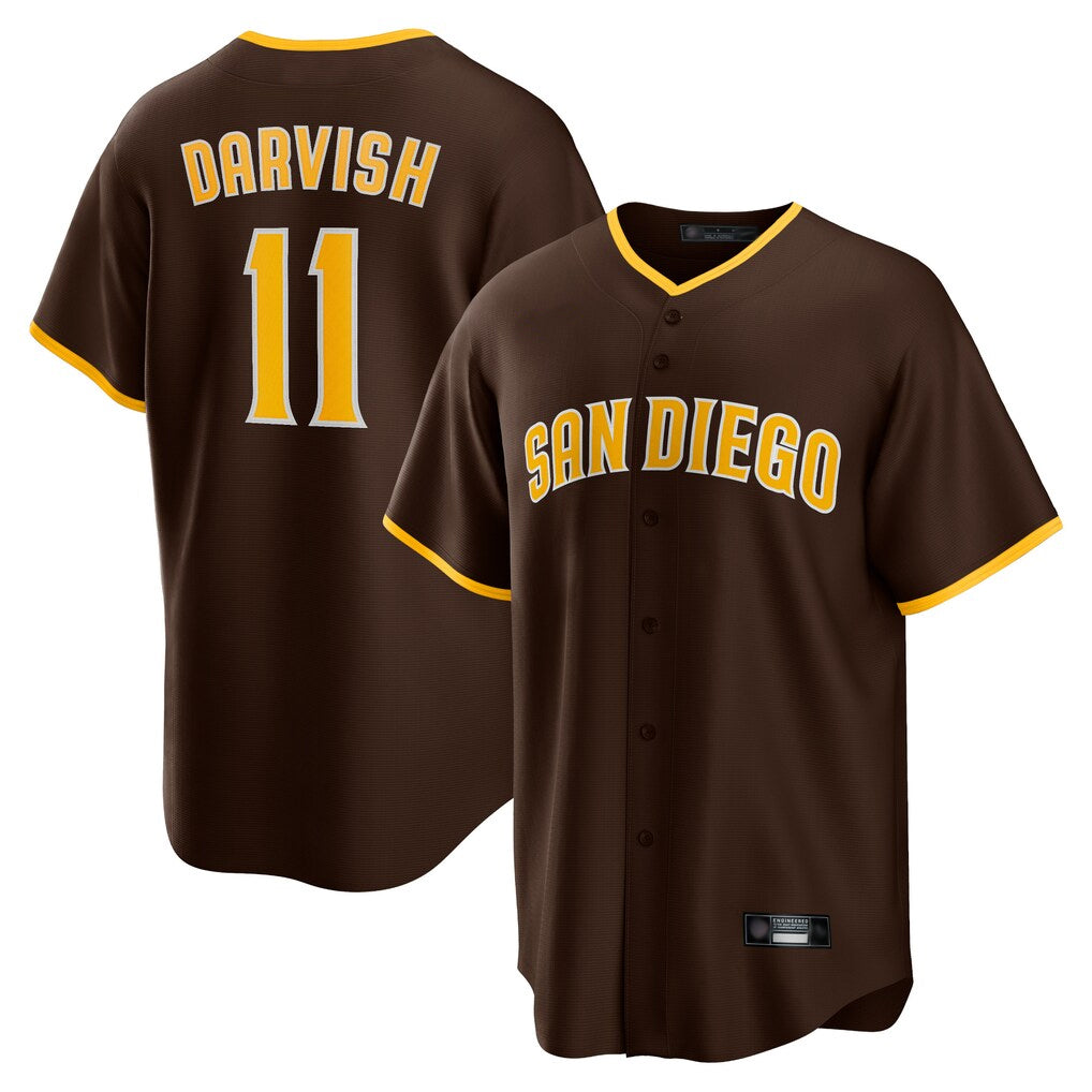 Fenge S.Diego Padres #11 Yu Darvish Player Brown Alternate Replica Game Stitched Jerseys