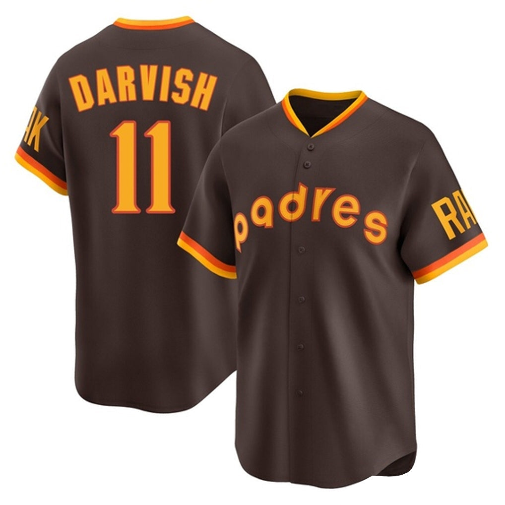 Fenge S.Diego Padres #11 Yu Darvish Player Brown Home Cooperstown Collection Replica Game Stitched Jerseys
