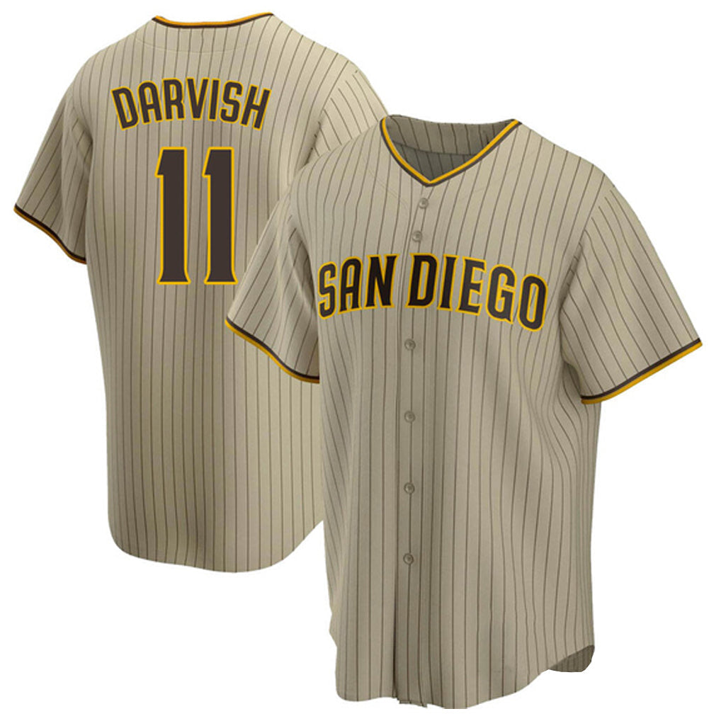 Fenge S.Diego Padres #11 Yu Darvish Player Khaki Home Game Stitched Jerseys