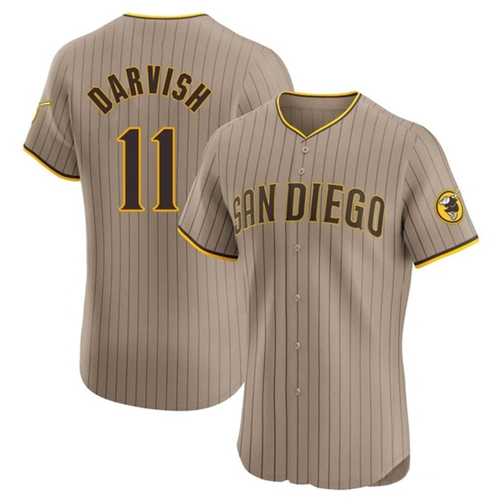 Fenge S.Diego Padres #11 Yu Darvish Player Khaki Home Limited Elite Stitched Jerseys