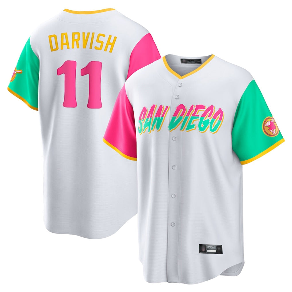 Fenge S.Diego Padres #11 Yu Darvish Player White City Connect Home Game Stitched Jerseys