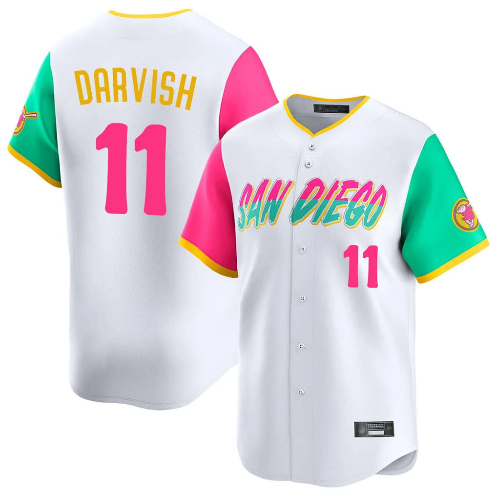 Fenge S.Diego Padres #11 Yu Darvish Player White City Connect Home Limited Stitched Jerseys