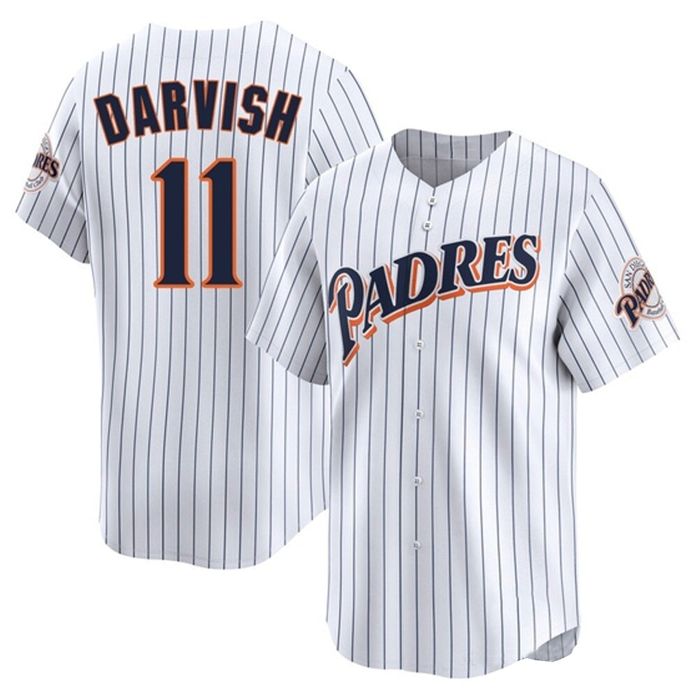 Fenge S.Diego Padres #11 Yu Darvish Player White Cooperstown Collection Limited Home Stitched Jerseys