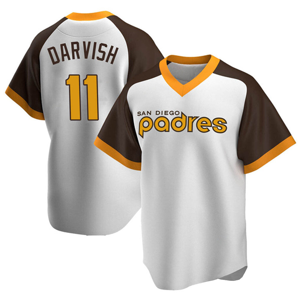 Fenge S.Diego Padres #11 Yu Darvish Player White Home Cooperstown Collection Replica Game Stitched Jerseys