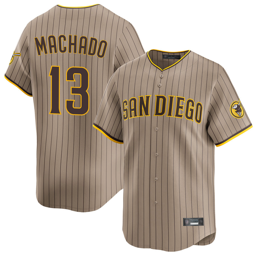 Fenge S.Diego Padres #13 Manny Machado Player Khaki Home Limited Stitched Jerseys