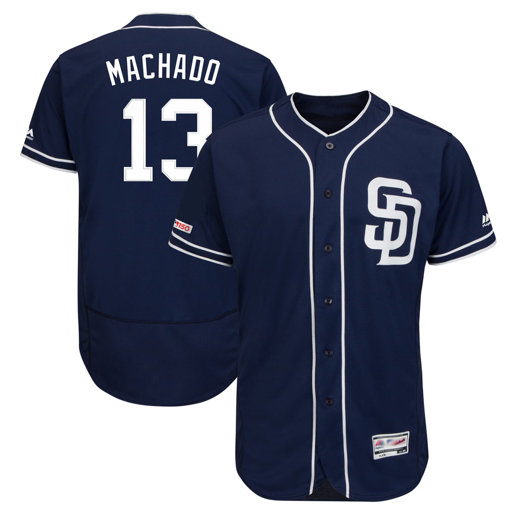 Fenge S.Diego Padres #13 Manny Machado Player Navy Majestic Patch Flex Base Game Stitched Jerseys