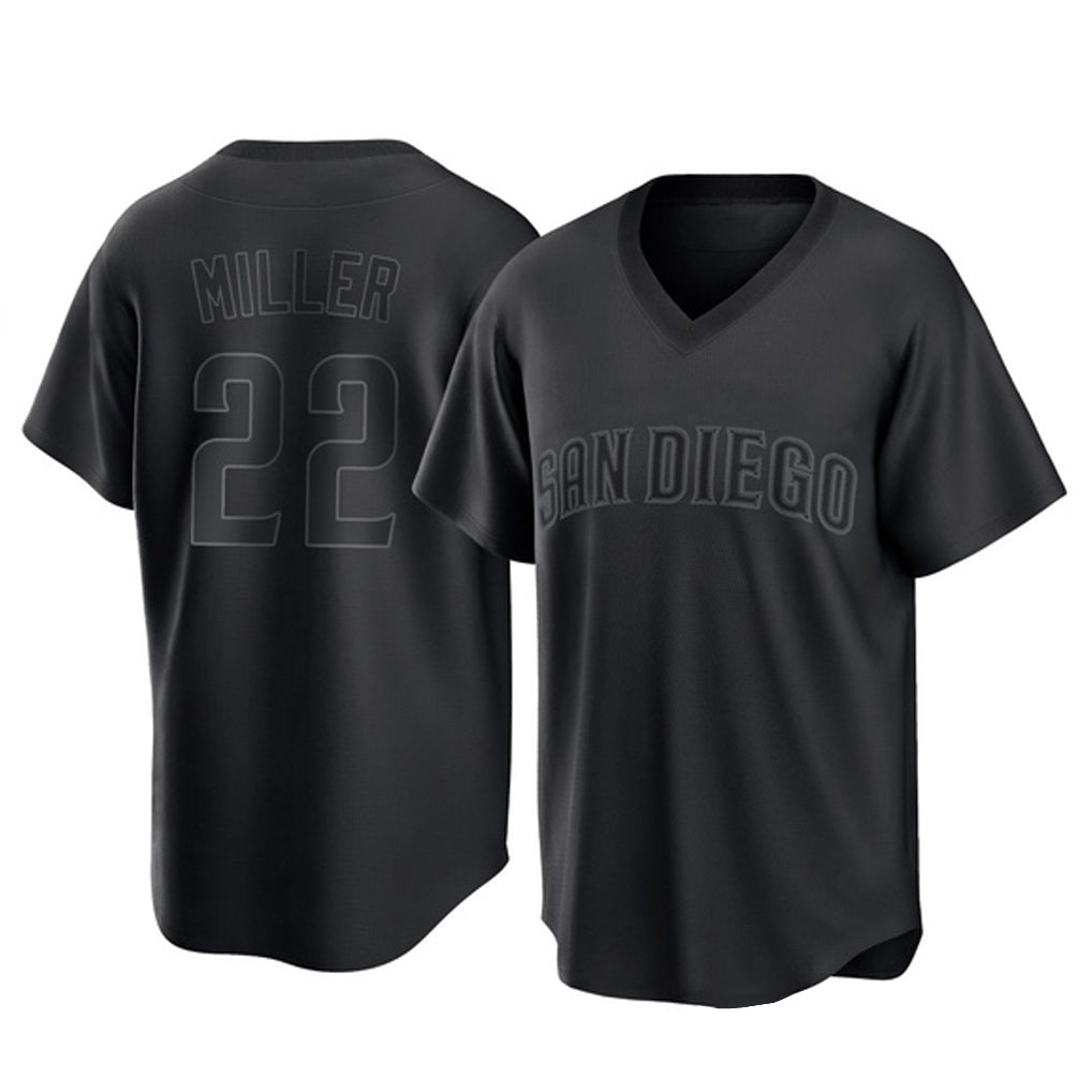 Fenge S.Diego Padres #22 Mason Miller Player Black Pitch Fashion Game T-shirt Stitched Jerseys