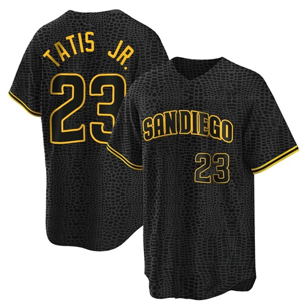 Fenge S.Diego Padres #23 Fernando Tatis Jr Player Black Snake Skin City Home Game Stitched Jersey