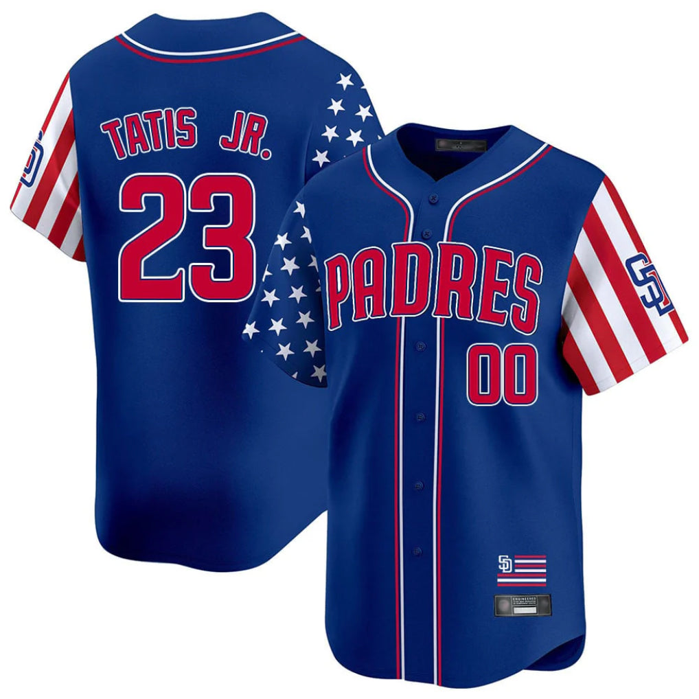 Fenge S.Diego Padres #23 Fernando Tatis Jr Player Royal Independence Day Home Limited Stitched Jerseys