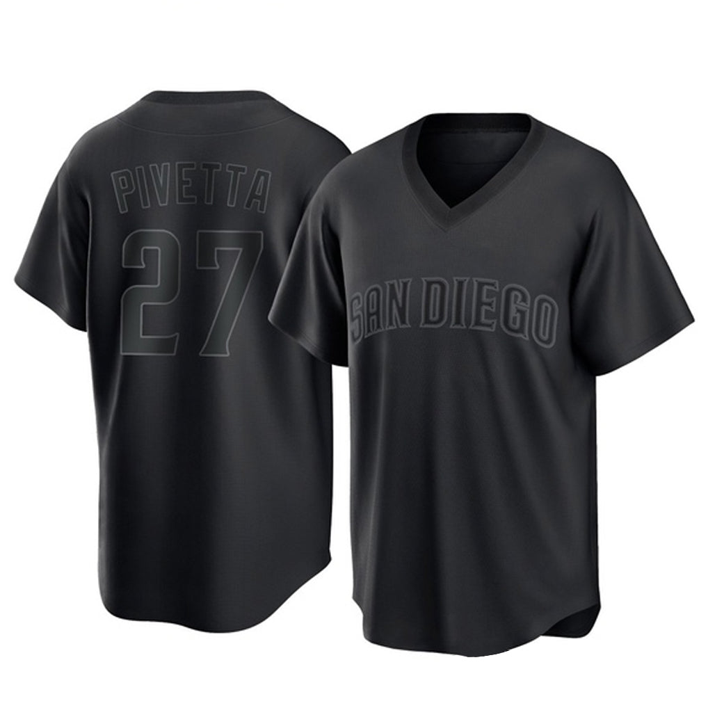 Fenge S.Diego Padres #27 Nick Pivetta Player Black Pitch Fashion Game T-shirt Stitched Jerseys