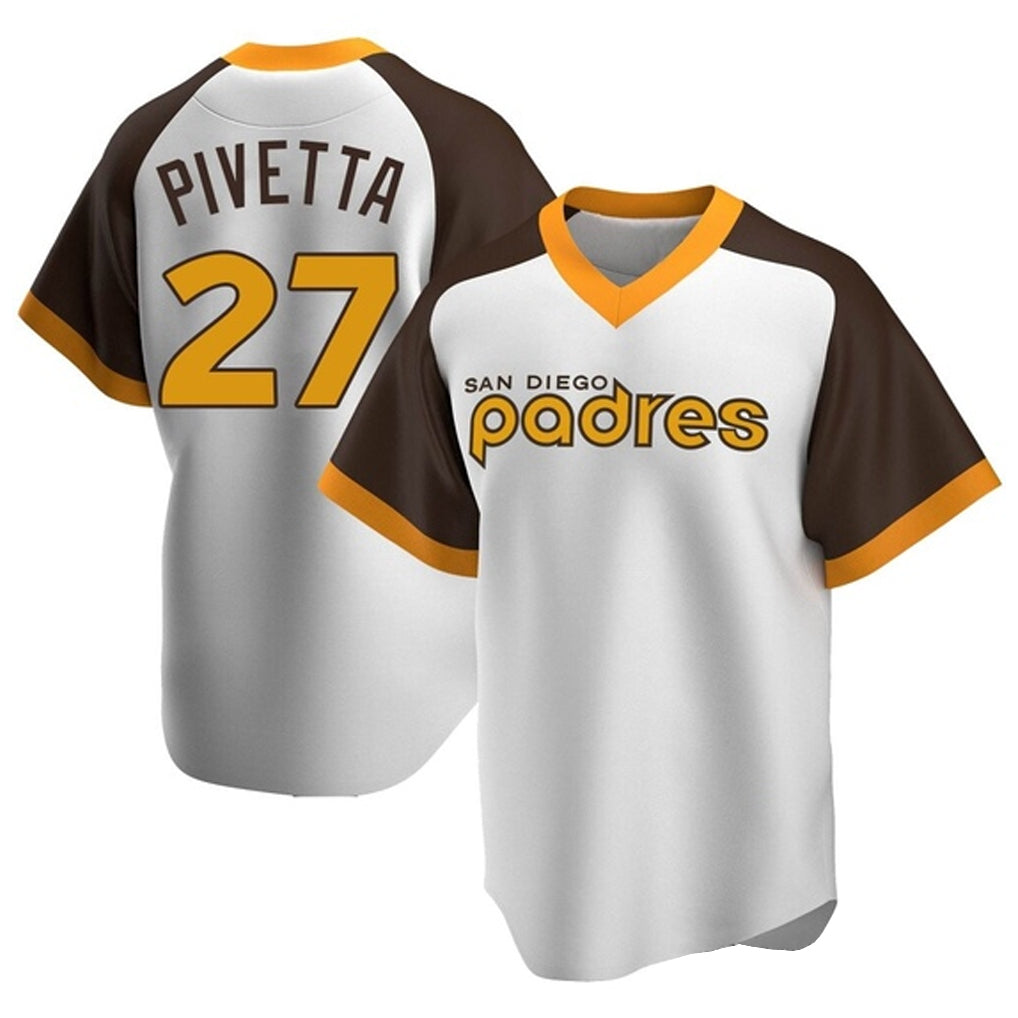 Fenge S.Diego Padres #27 Nick Pivetta Player White Home Cooperstown Collection Replica Game Stitched Jerseys