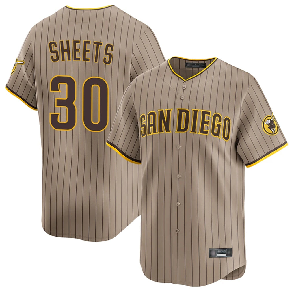 Fenge S.Diego Padres #30 Gavin Sheets Player Khaki Home Limited Stitched Jerseys