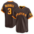 Fenge S.Diego Padres #3 Jackson Merrill Player Brown Home Cooperstown Collection Replica Game Stitched Jerseys