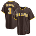Fenge S.Diego Padres #3 Jackson Merrill Player Brown Home Game Stitched Jerseys