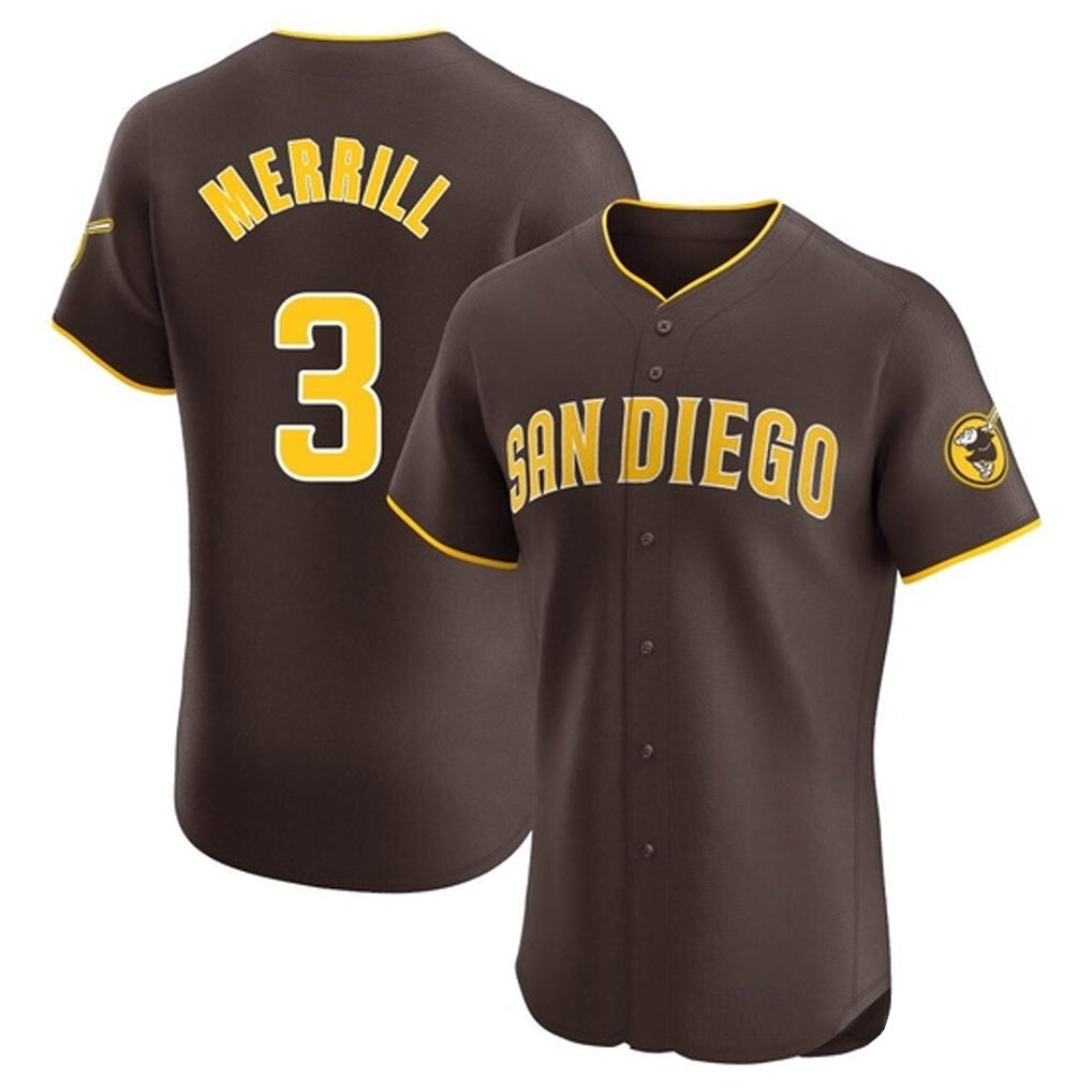 Fenge S.Diego Padres #3 Jackson Merrill Player Brown Home Limited Elite Stitched Jerseys