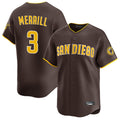 Fenge S.Diego Padres #3 Jackson Merrill Player Brown Home Limited Stitched Jerseys
