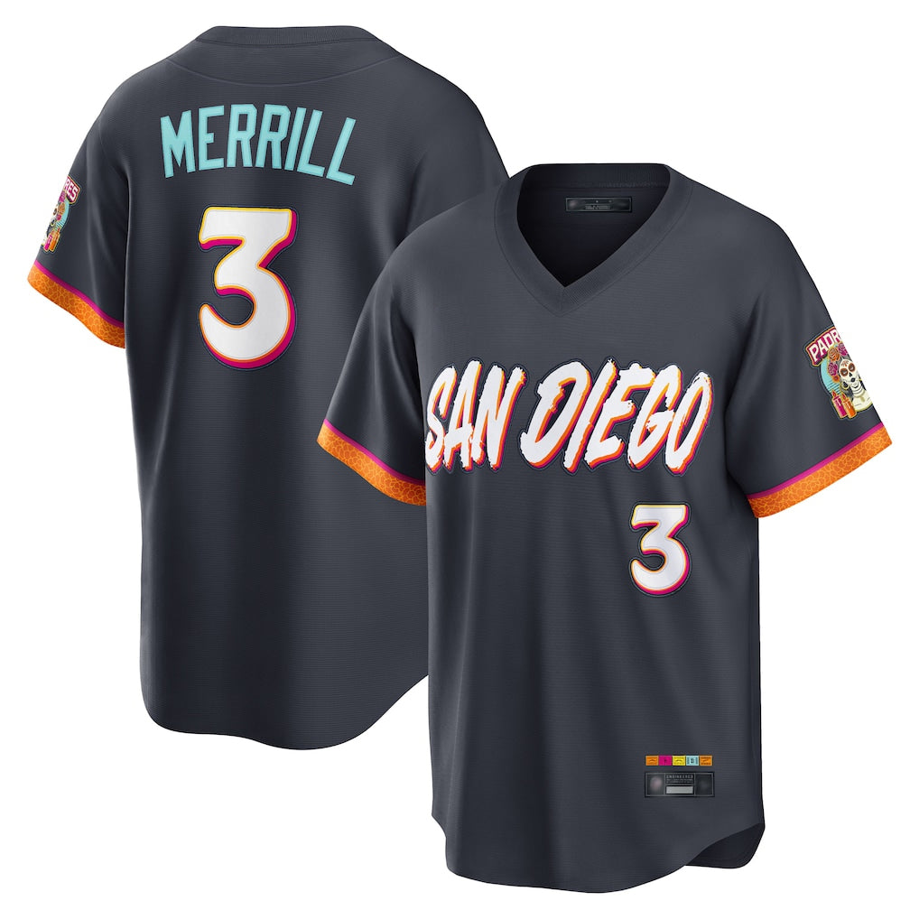Fenge S.Diego Padres #3 Jackson Merrill Player Obsidian 2026 City Connect Home Limited T-shirt Stitched Jerseys
