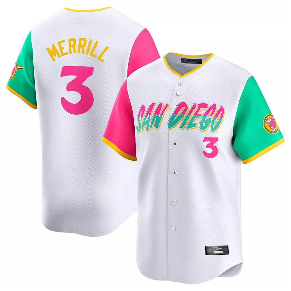 Fenge S.Diego Padres #3 Jackson Merrill Player White City Connect Home Limited Stitched Jerseys