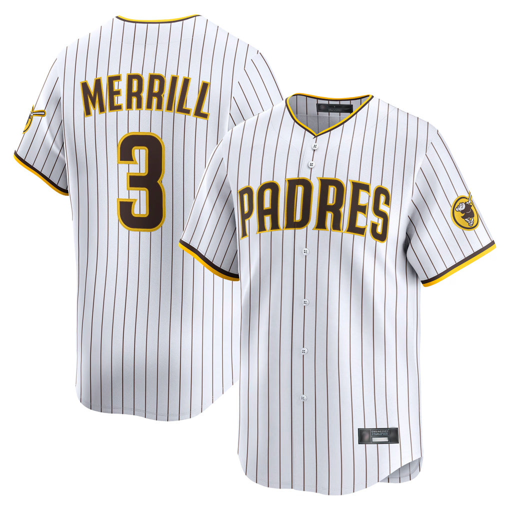 Fenge S.Diego Padres #3 Jackson Merrill Player White Home Limited Stitched Jerseys