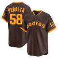 Fenge S.Diego Padres #58 Wandy Peralta Player Brown Home Cooperstown Collection Replica Game Stitched Jerseys