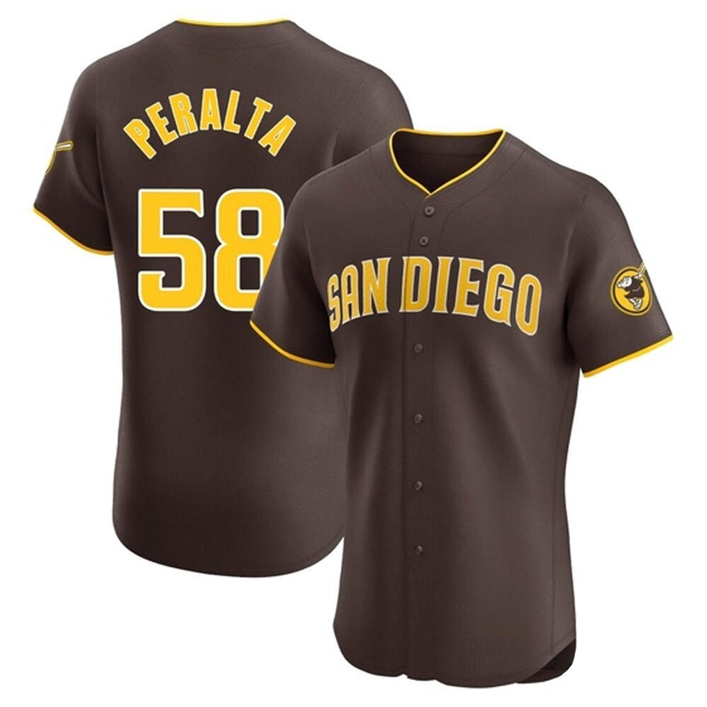 Fenge S.Diego Padres #58 Wandy Peralta Player Brown Home Limited Elite Stitched Jerseys