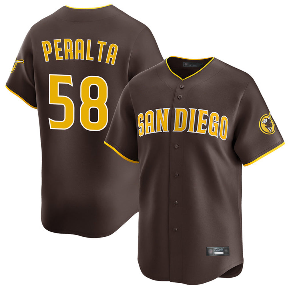 Fenge S.Diego Padres #58 Wandy Peralta Player Brown Home Limited Stitched Jerseys