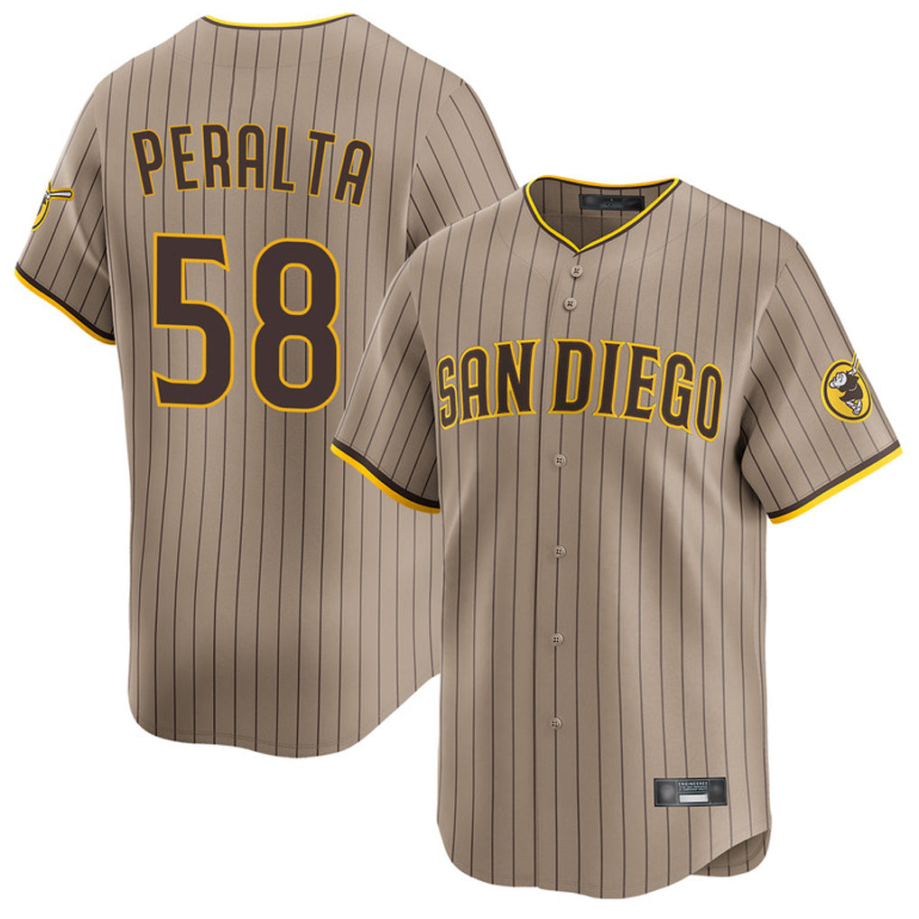 Fenge S.Diego Padres #58 Wandy Peralta Player Khaki Home Limited Stitched Jerseys