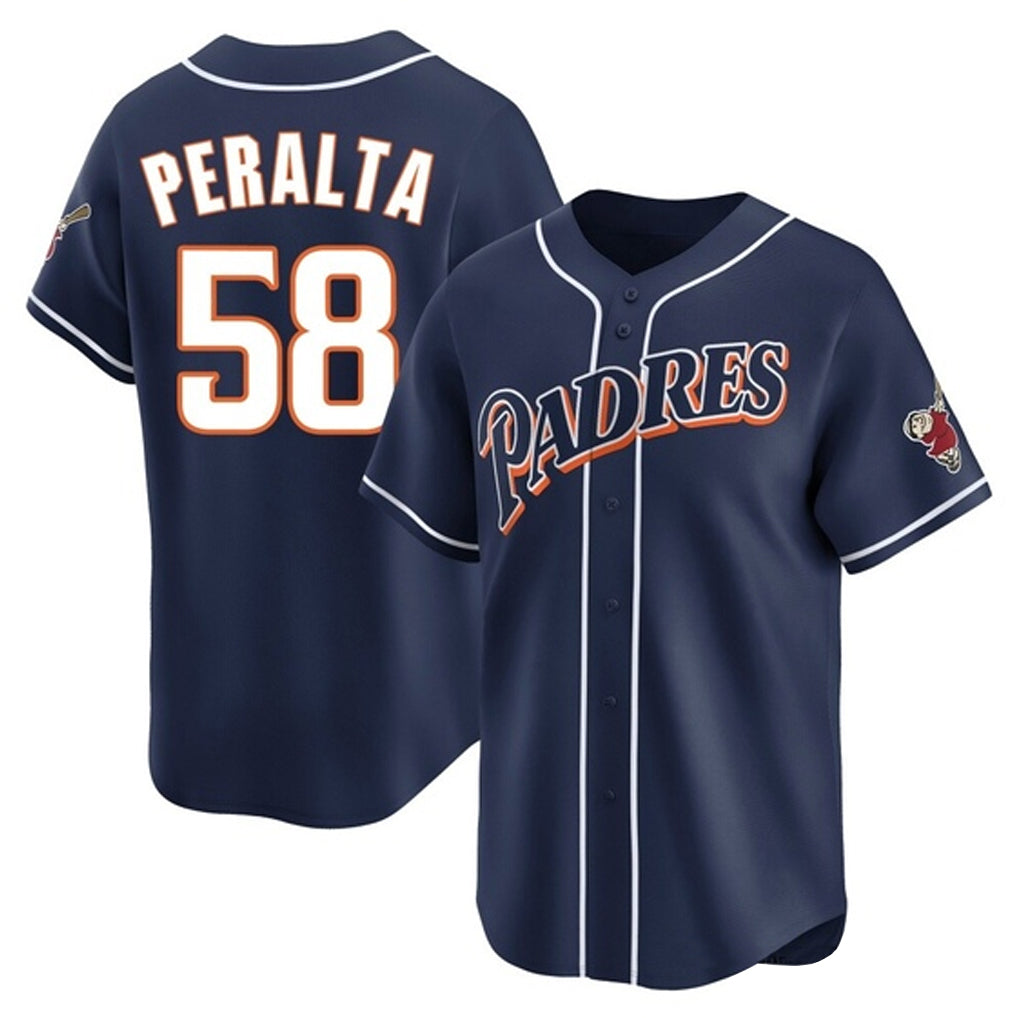 Fenge S.Diego Padres #58 Wandy Peralta Player Navy Cooperstown Collection Limited Home Stitched Jerseys