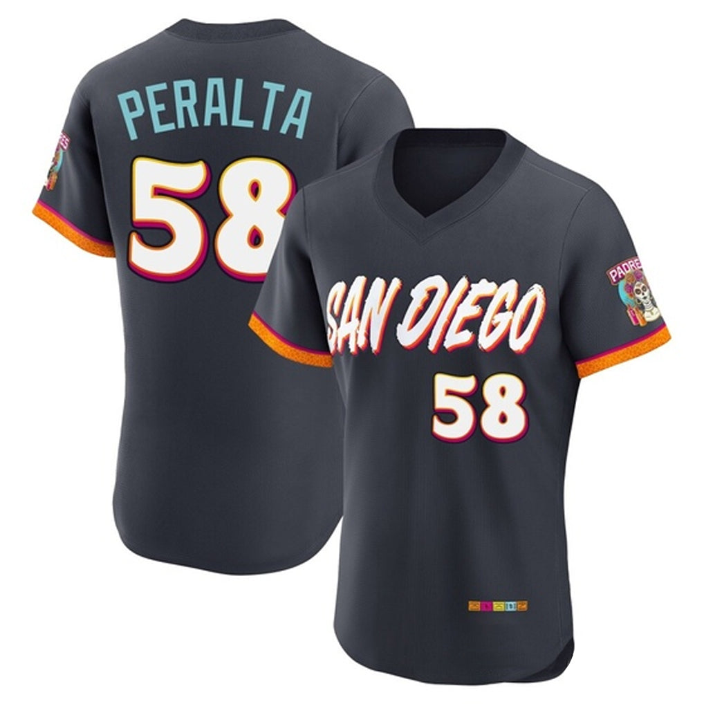Fenge S.Diego Padres #58 Wandy Peralta Player Obsidian 2026 City Connect Home Limited Elite T-shirt Stitched Jerseys