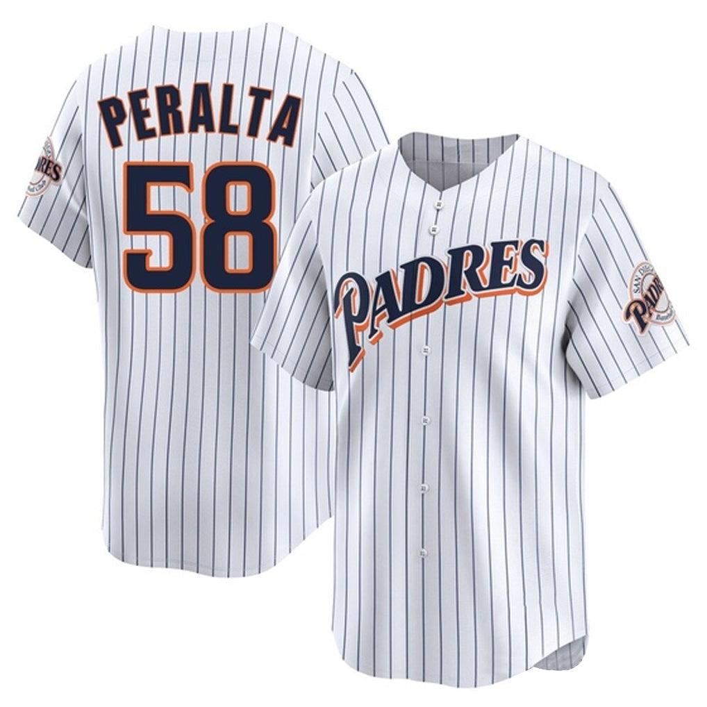 Fenge S.Diego Padres #58 Wandy Peralta Player White Cooperstown Collection Limited Home Stitched Jerseys