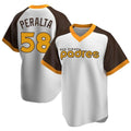 Fenge S.Diego Padres #58 Wandy Peralta Player White Home Cooperstown Collection Replica Game Stitched Jerseys