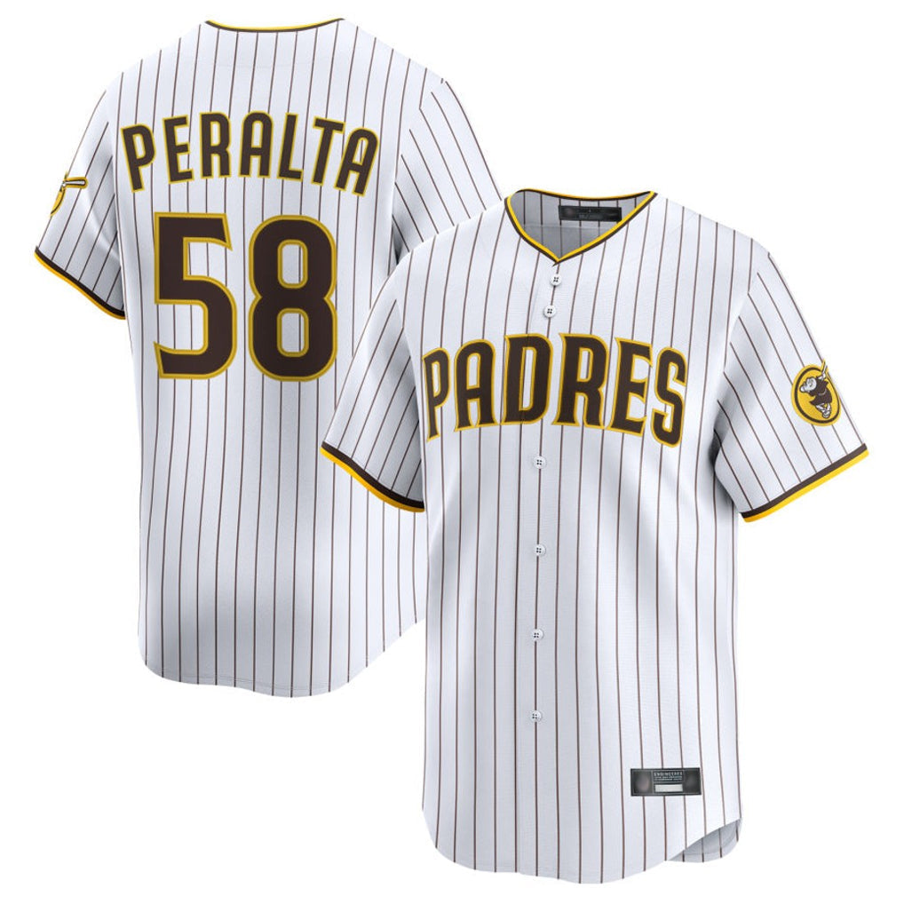 Fenge S.Diego Padres #58 Wandy Peralta Player White Limited Home Stitched Jerseys