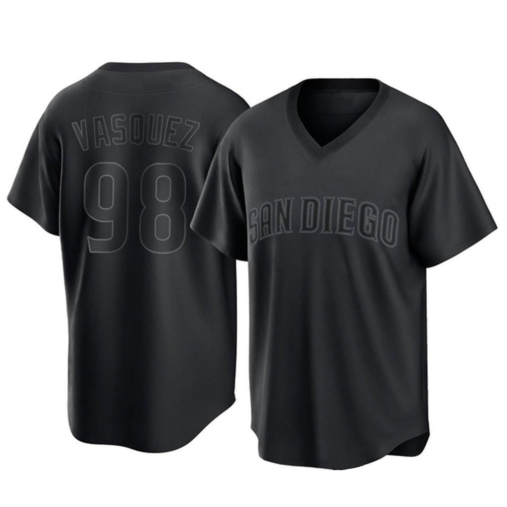 Fenge S.Diego Padres #98 Randy Vasquez Player Black Pitch Fashion Game T-shirt Stitched Jerseys