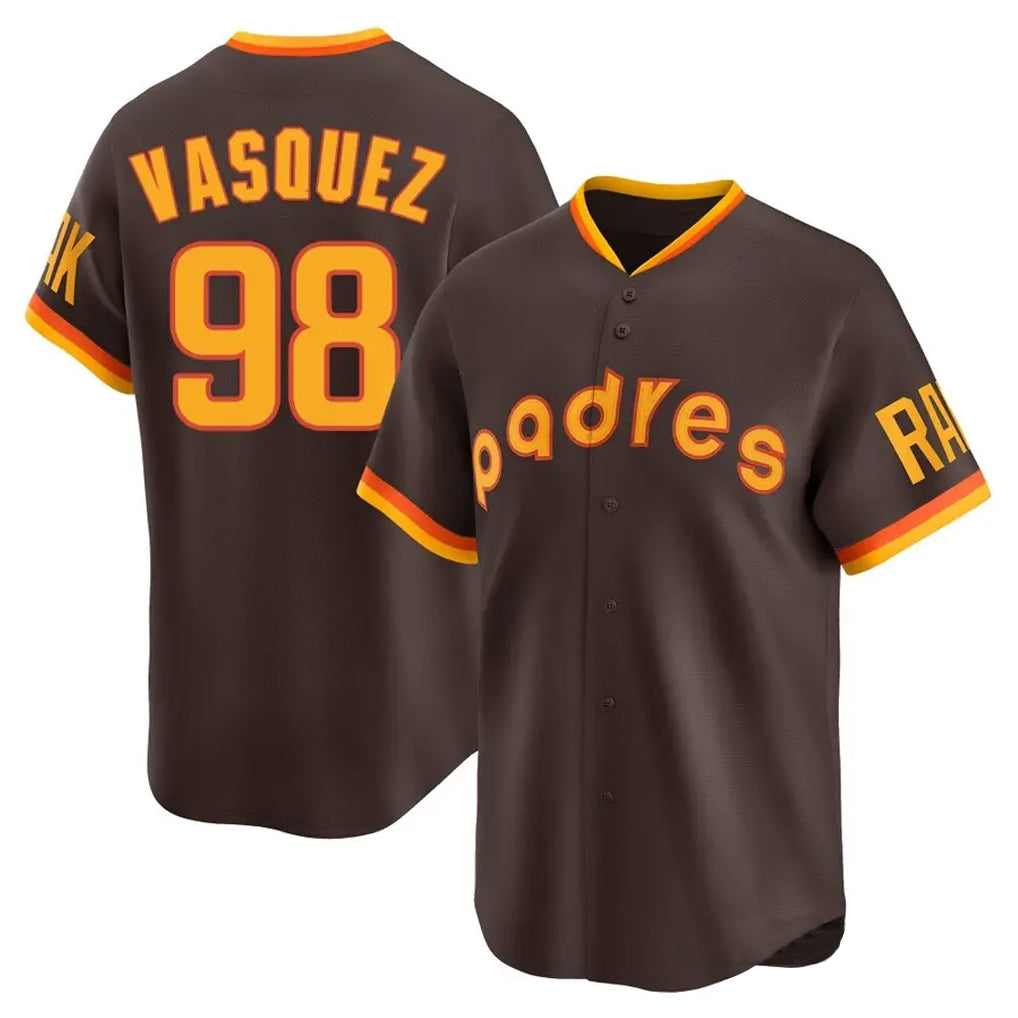 Fenge S.Diego Padres #98 Randy Vasquez Player Brown Home Cooperstown Collection Replica Game Stitched Jerseys