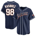 Fenge S.Diego Padres #98 Randy Vasquez Player Navy Cooperstown Collection Limited Home Stitched Jerseys