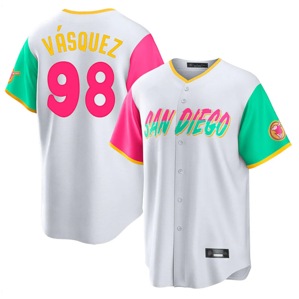 Fenge S.Diego Padres #98 Randy Vasquez Player White City Connect Home Game Stitched Jerseys