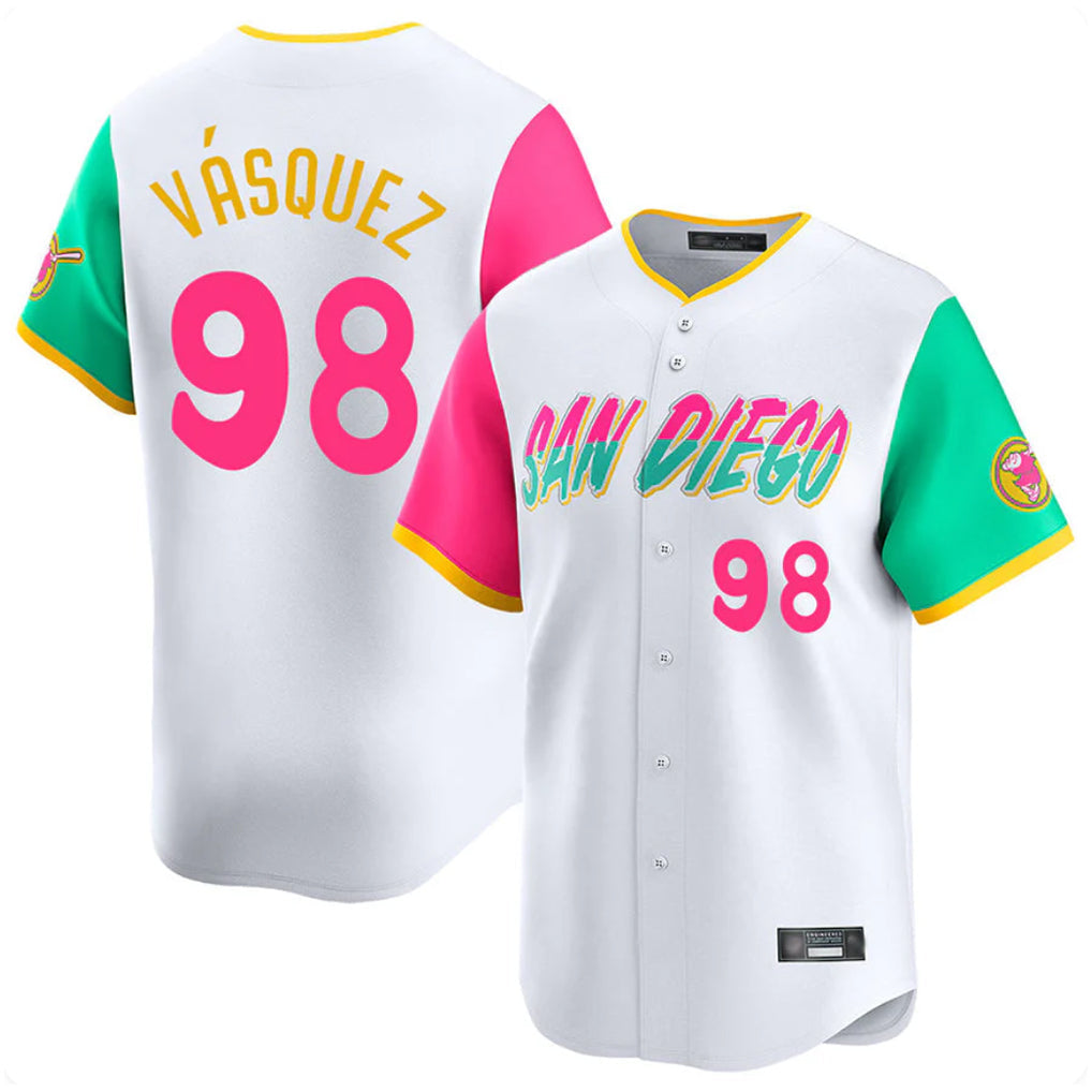 Fenge S.Diego Padres #98 Randy Vasquez Player White City Connect Home Limited Stitched Jerseys
