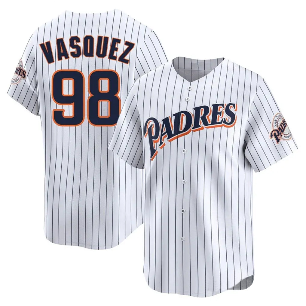 Fenge S.Diego Padres #98 Randy Vasquez Player White Cooperstown Collection Limited Home Stitched Jerseys