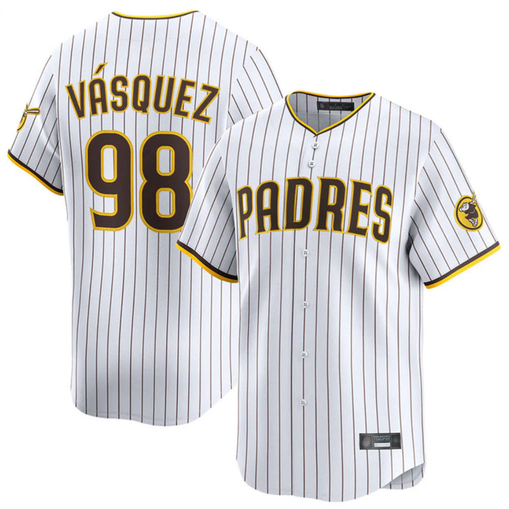 Fenge S.Diego Padres #98 Randy Vasquez Player White Home Limited Stitched Jerseys