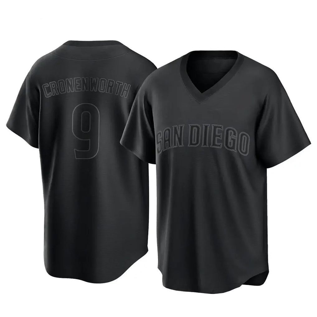 Fenge S.Diego Padres #9 Jake Cronenworth Player Black Pitch Fashion Game T-shirt Stitched Jerseys