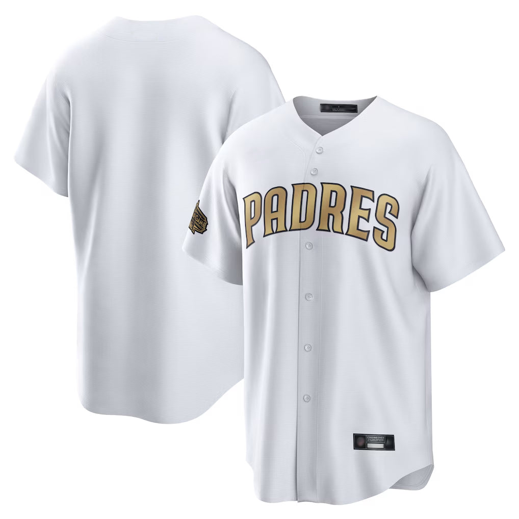 Fenge S.Diego Padres Blank Player Gold Replica All-Star Game White Stitched Jerseys