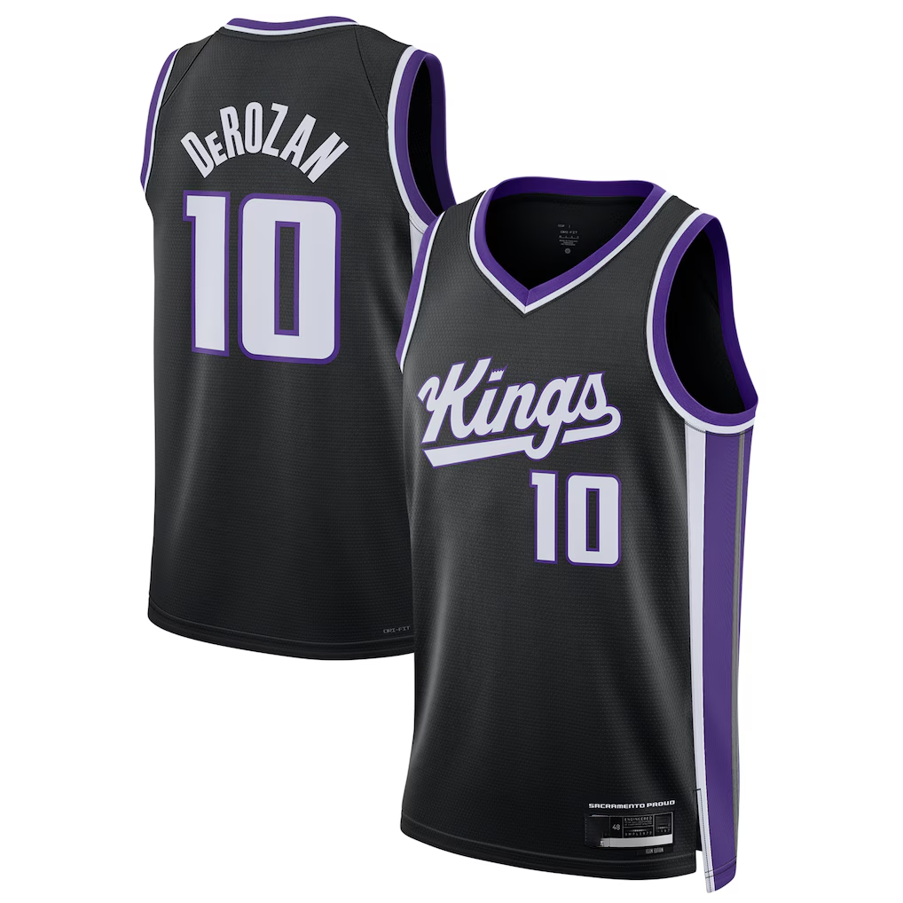 Fenge S.Kings #10 DeMar DeRozan Black Swingman Player Jerseys - Icon Edition