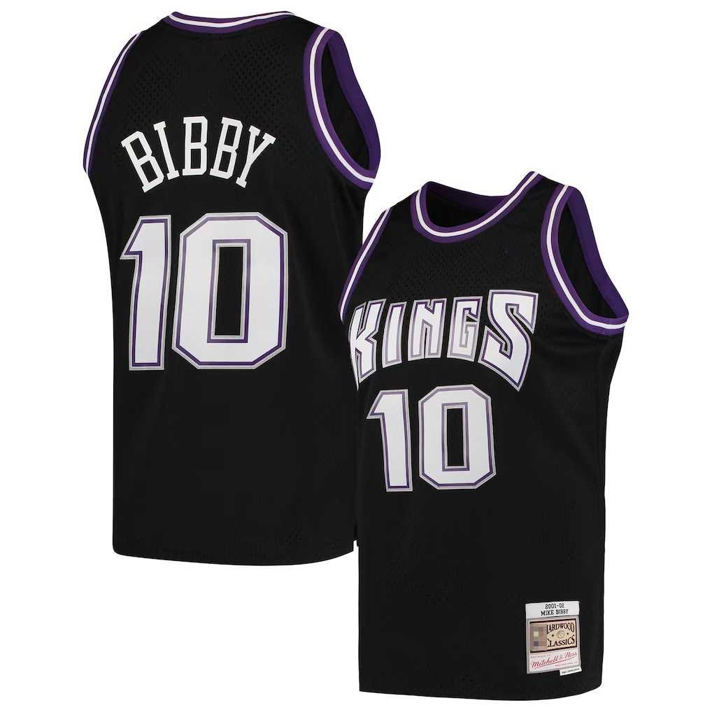 Fenge S.Kings #10 Mike Bibby Mitchell & Ness Black Hardwood Classics Swingman Jerseys