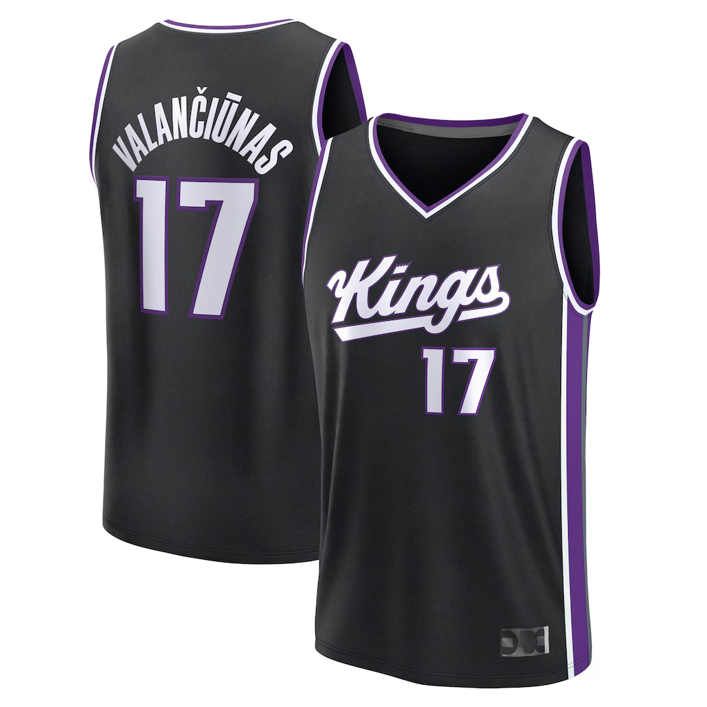 Fenge S.Kings #17 Jonas Valan?i¨±nas Fanatics Black Fast Break Replica Jerseys - Icon Edition